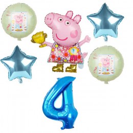 6 sztuk Cartoon świnka Peppa z balonów foliowych 32 cal numer Baby Boy dziewczyna Helium Globos z okazji urodzin dekoracje pokoj