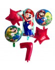 6 sztuk Super Mario balony 32 cali balony cyfry chłopiec dziewczyna urodziny Mario Luigi Bros Mylar niebieski czerwony zestaw ba