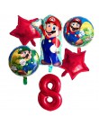 6 sztuk Super Mario balony 32 cali balony cyfry chłopiec dziewczyna urodziny Mario Luigi Bros Mylar niebieski czerwony zestaw ba