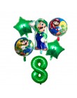 6 sztuk Super Mario balony 32 cali balony cyfry chłopiec dziewczyna urodziny Mario Luigi Bros Mylar niebieski czerwony zestaw ba