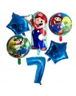 6 sztuk Super Mario balony 32 cali balony cyfry chłopiec dziewczyna urodziny Mario Luigi Bros Mylar niebieski czerwony zestaw ba