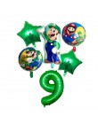 6 sztuk Super Mario balony 32 cali balony cyfry chłopiec dziewczyna urodziny Mario Luigi Bros Mylar niebieski czerwony zestaw ba