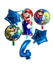 6 sztuk Super Mario balony 32 cali balony cyfry chłopiec dziewczyna urodziny Mario Luigi Bros Mylar niebieski czerwony zestaw ba