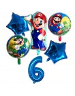 6 sztuk Super Mario balony 32 cali balony cyfry chłopiec dziewczyna urodziny Mario Luigi Bros Mylar niebieski czerwony zestaw ba