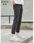 SEMIR 2019 jesień nowe spodnie jeansowe damskie w środkowej talii dżinsy bawełniane bawełniane cienkie spodnie damskie
