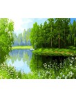 HUACAN obrazy olejne według liczb dekoracje DIY zdjęcia według numerów drzewo krajobraz zestawy letnie rysunek na płótnie ręczni