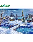 AZQSD malowanie numerami oprawione 40x50cm zima śnieg obraz olejny obraz według liczb, na płótnie Home Decor szyh201