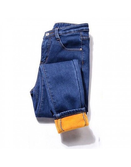 2019 zimowe jeansy damskie wysokiej talii dżinsy damskie spodnie zagęszczone dżinsy Plus rozmiar aksamitne grube ciepłe push up 